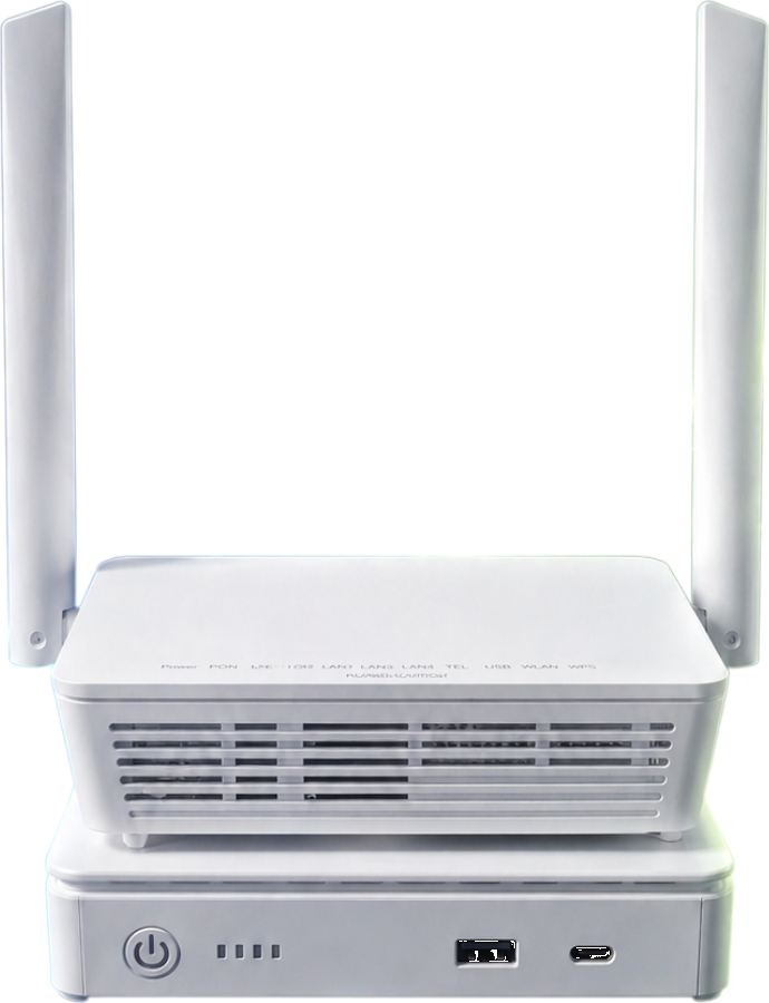 Aparelho de no-break real da Planet Fiber conectado ao roteador
